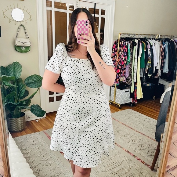 NEW Loft Linen Polka Dot Tie Back Mini Dress - Picture 2 of 9